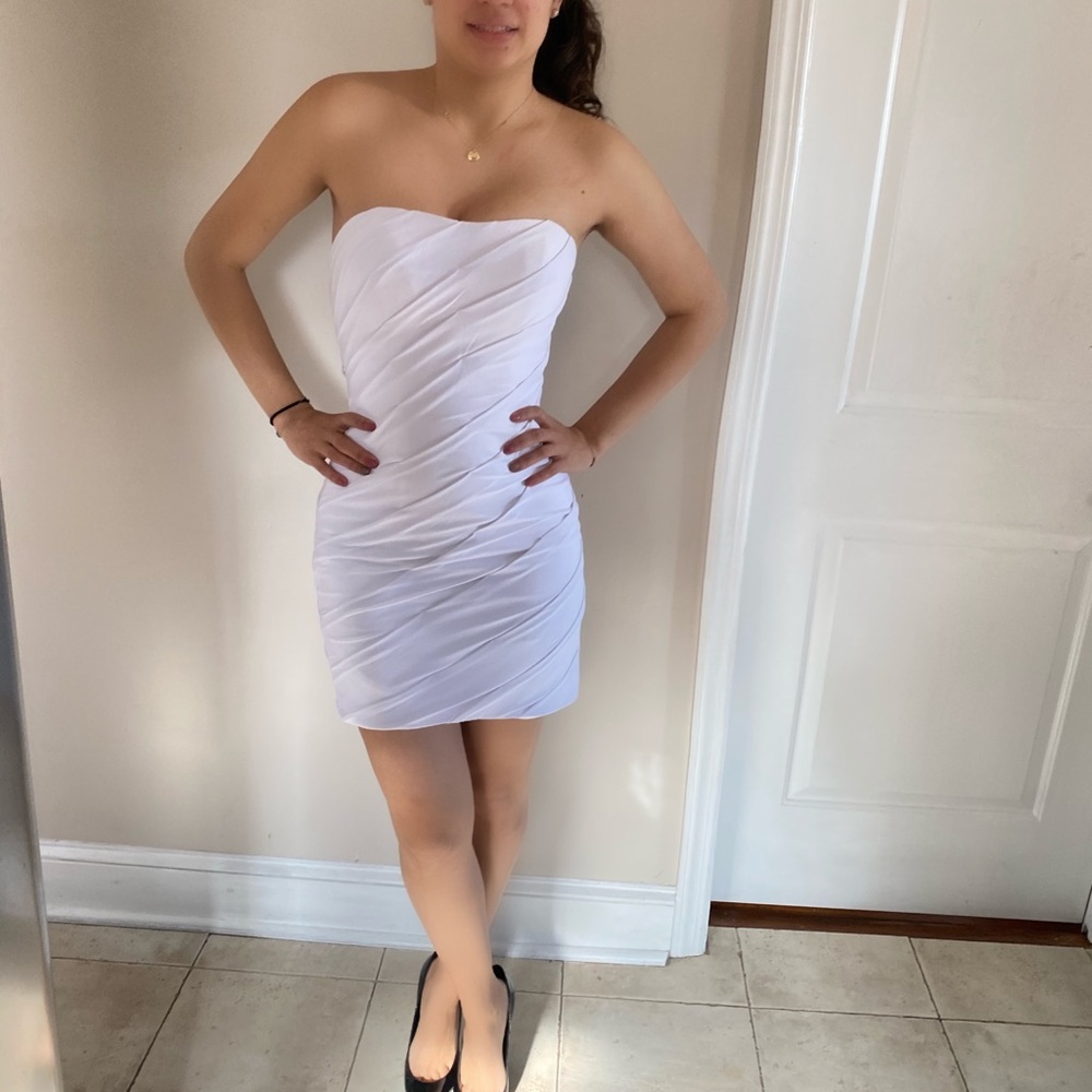 Jovani Strapless Mini White